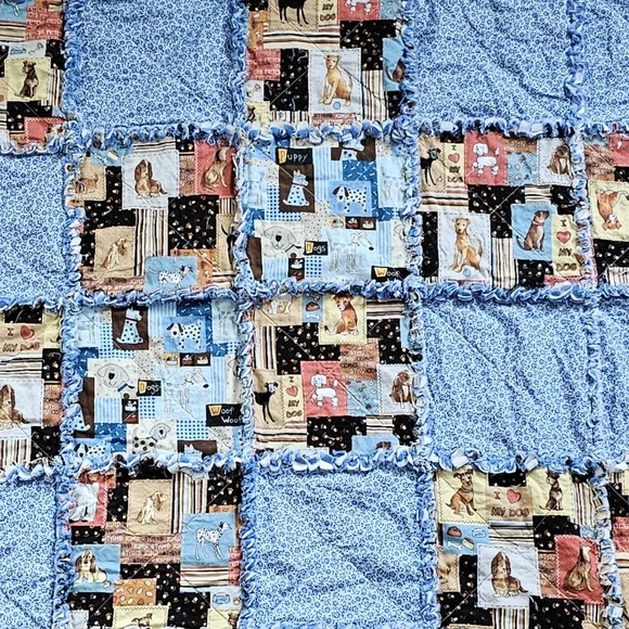 Handmade Puppy Print Baby Rag Quilt